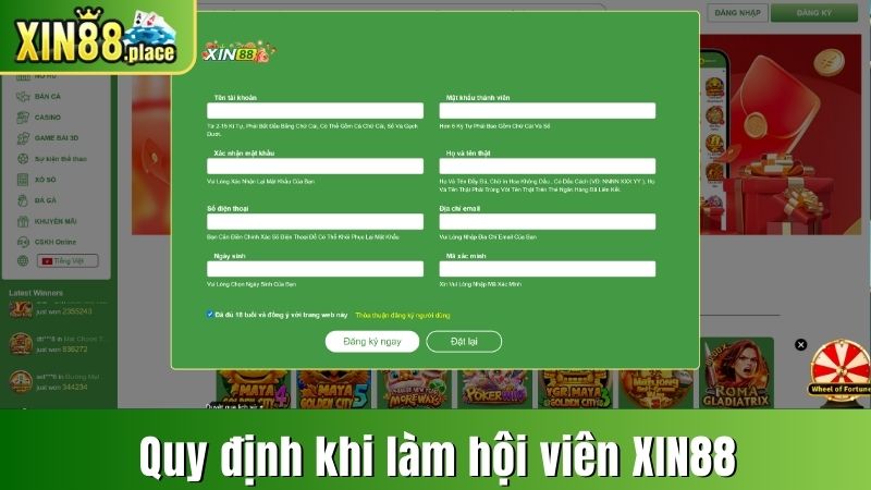 Quy định khi làm hội viên XIN88